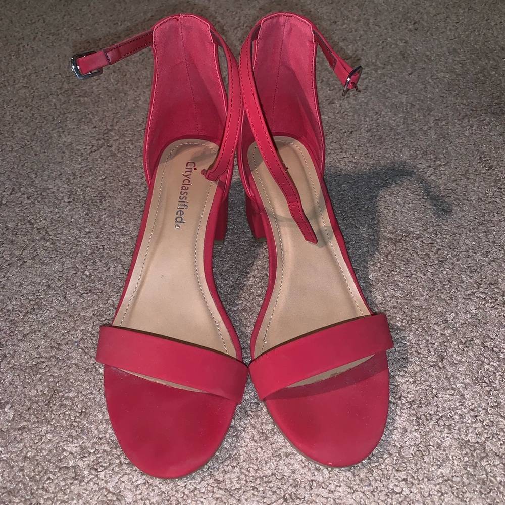 Red block heels